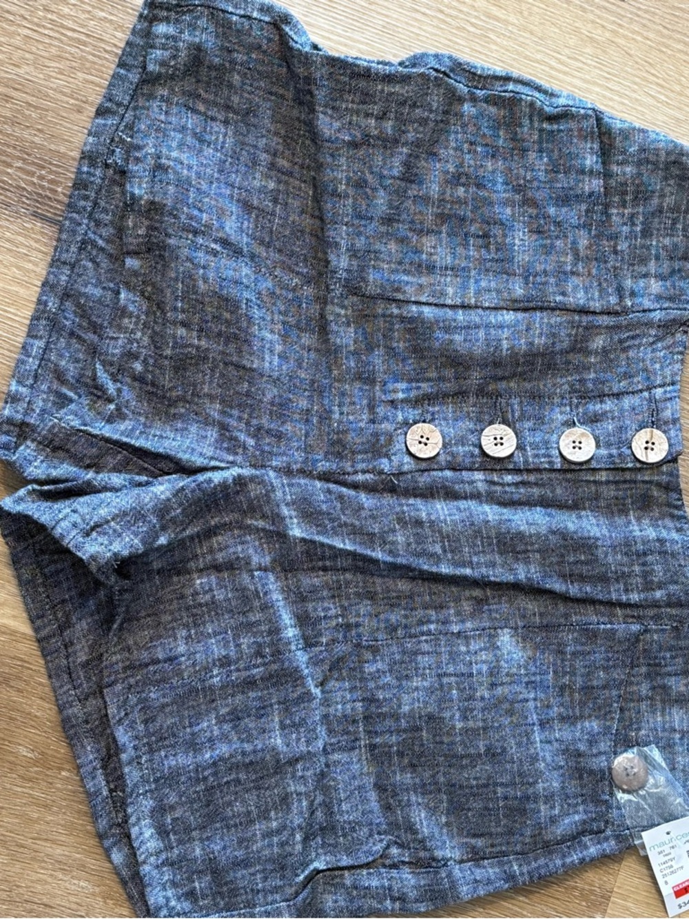 Maurices Gray High Waist Linen-Blend Shorts with Button Detail